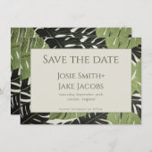Groene junglebladeren Save the Date kaart (Voorkant / Achterkant)