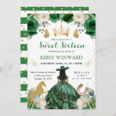 Groene jurk Donkere huid Westerne Princess Sweet 1 Kaart (Voorkant / Achterkant)