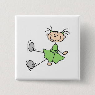 Groene Jurk Figuur Schaatsster T-shirts en Cadeaus Vierkante Button 5,1 Cm