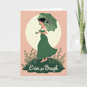 Groene jurk vrouw profiel kunstkaart kaart