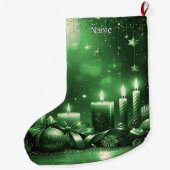 Groene Kaarsen Kerstvakantie Kous Grote Kerstsok (Achterkant)