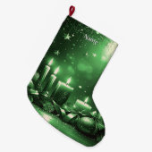 Groene Kaarsen Kerstvakantie Kous Grote Kerstsok (Voorkant (Hangend))