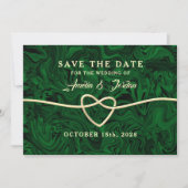 Groene kalligrafie die de datum bewaart save the date (Voorkant)