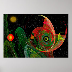 Groene kameleon fractal art poster