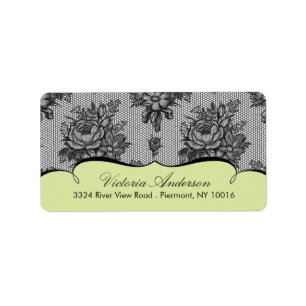 Groene kant Damask retour adres labels. Etiket