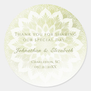 Groene Kanten Mandala Bruiloftsgeschenk Ronde Sticker