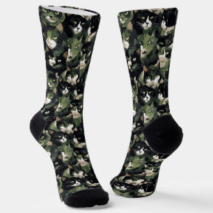 Groene kat camouflage sokken