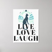 Groene kat maan en sterren live liefde lachen posi canvas afdruk (Voorkant)