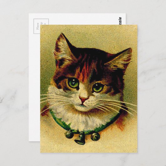 groene kat met Jingle Bells Briefkaart (Voorkant / Achterkant)