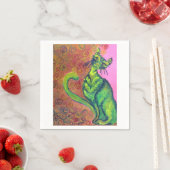 Groene kat op roze servet (Insitu)