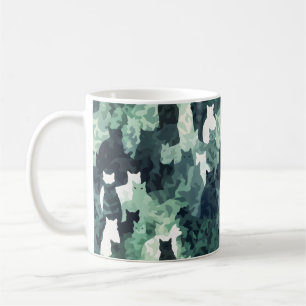 Groene katten camouflage patroon koffiemok