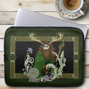 Groene Keltische Geweien Man Laptop Sleeve
