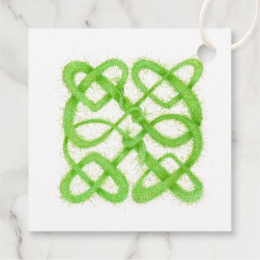 GROENE KELTISCHE KNOOP 2"Vierkante Garen Labels (Achterkant)