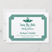 Groene Keltische Knoop Claddagh Bruiloft Save the  Save The Date (Voorkant)