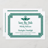 Groene Keltische Knoop Claddagh Bruiloft Save the  Save The Date (Voorkant / Achterkant)