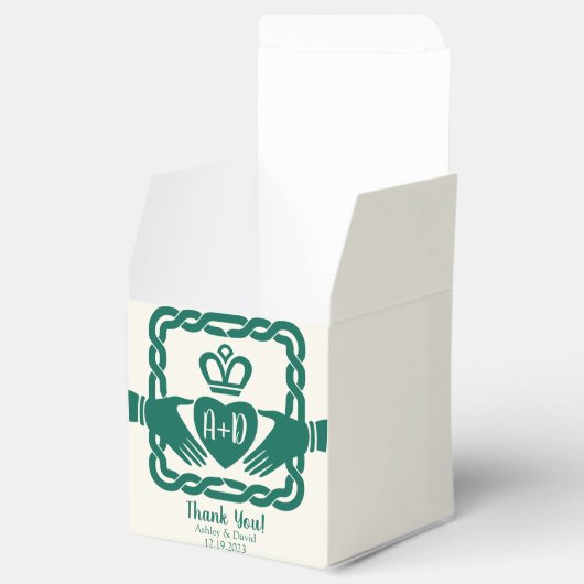Groene Keltische knoop Claddagh Ierse bruiloft Dan Bedankdoosjes (Geopend)
