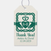 Groene Keltische knoop Claddagh Ierse bruiloft Dan Cadeaulabel (Achterkant)