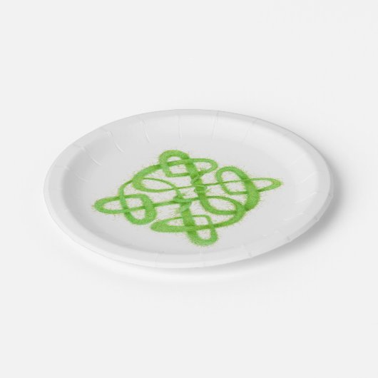 GROENE KELTISCHE KNOOP Ronde papieren Borden Papieren Bordje (Gekanteld)