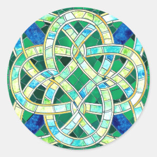 Groene Keltische Knoop Stone Mozaïek Ronde Sticker
