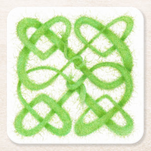 GROENE KELTISCHE KNOOP Vierkante Papier Onderzette Kartonnen Onderzetter