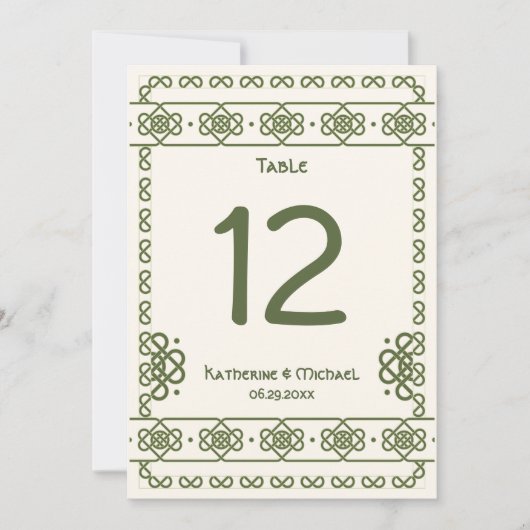 Groene Keltische knopen Grote Tafelnummers (Voorkant)