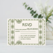 Groene Keltische Knots Wedding RSVP Kaarten (Staand voorkant)