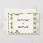 Groene Keltische Knots Wedding RSVP Kaarten (Achterkant)