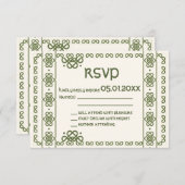 Groene Keltische Knots Wedding RSVP Kaarten (Voorkant / Achterkant)