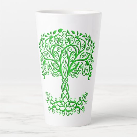 Groene Keltische levensboom Latte Mok (Voorkant)