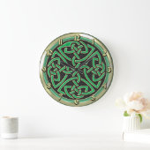 Groene Keltische Schilm Knot Round Wall klok (Huis)