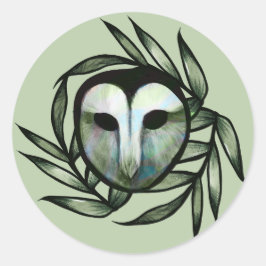Groene Kerkuil Ronde Sticker