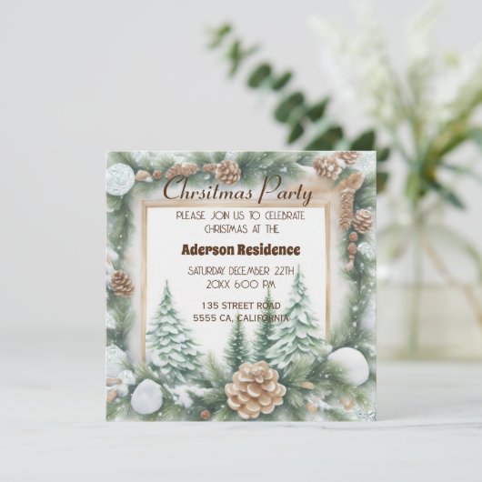 Groene kerst botanische Lijst heldere achtergrond Kaart (Staand voorkant)