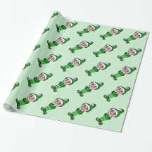 Groene Kerst Elf Elfen inpakpapier