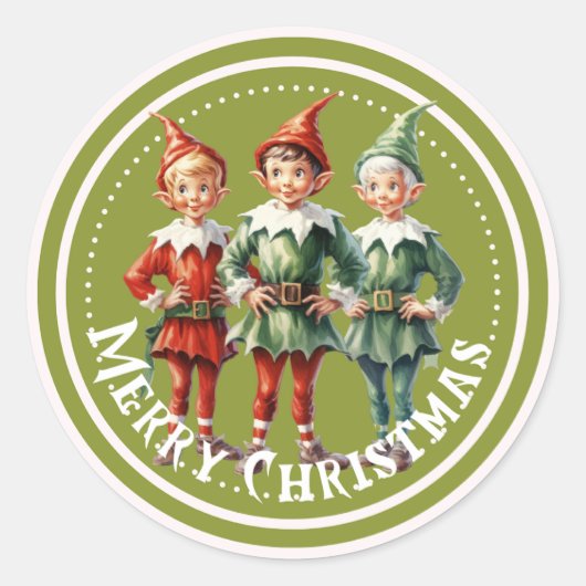 Groene Kerst Elfen Sticker (Voorkant)