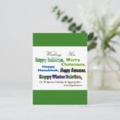 Groene kerst- en vakantiewensen feestdagenkaart (Staand voorkant)