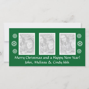 Groene Kerst fotokaart sjabloon drie foto's