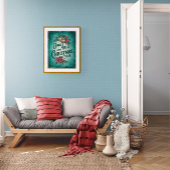 Groene Kerst  Print, Retro Printable Poster