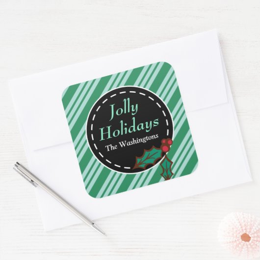 Groene Kerst Snoep Gift Label Stickers (Envelop)