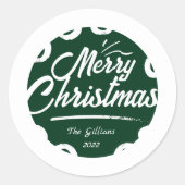 groene kerstachalk van Merry Ronde Sticker (Voorkant)