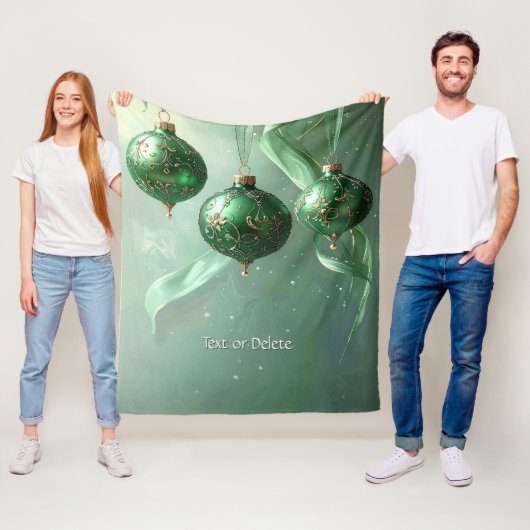 Groene Kerstbal Fleece Deken (In situ)
