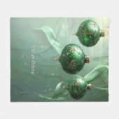 Groene Kerstbal Fleece Deken (Voorkant (Horizontaal))