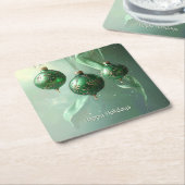 Groene Kerstbal Vakantie Vierkante Kartonnen Onderzetter (Schuin)