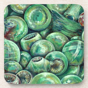 Groene kerstballen onderzetter