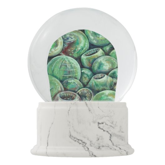 Groene kerstballen sneeuwbol (Voorkant)