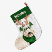 Groene kerstbeker met de naam Dog Grote Kerstsok (Achterkant (Hangend))