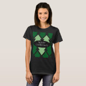 Groene kerstbomen Holiday Black T-shirt (Voorkant volledig)