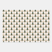 Groene kerstbomen op Cream Pset Inpakpapier Vel (Voorkant 2)