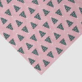 Groene kerstbomen op roze wervel tissuepapier (Detail)