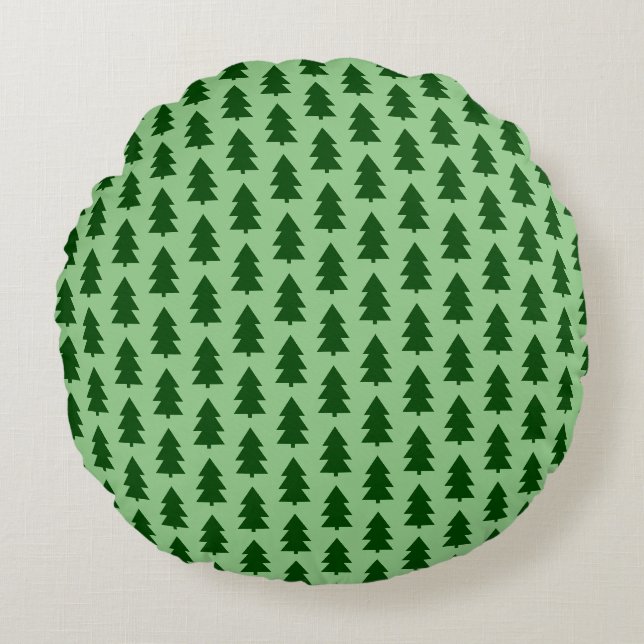Groene kerstbomen rond kussen (Voorkant)