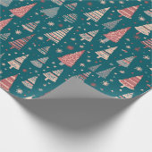 Groene Kerstbomen Sneeuwvlokken Groene Kerstmis Cadeaupapier (Hoek)